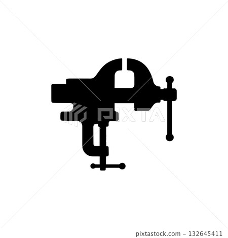Bench vise tool silhouette isolated on white background 132645411