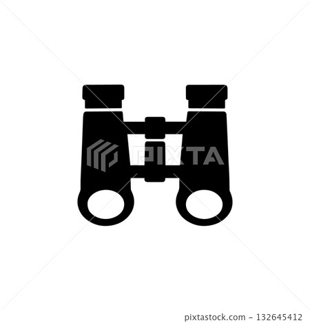 Binoculars icon silhouette simple optical device for outdoor adventure camping hiking and wildlife watching isolated illustration 132645412
