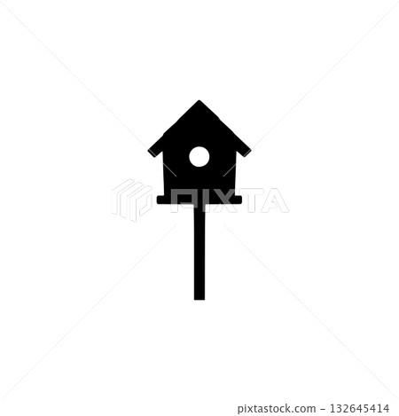 Birdhouse silhouette icon wooden nesting box wildlife garden illustration Birdhouse silhouette icon wooden nesting box wildlife garden illustration 132645414