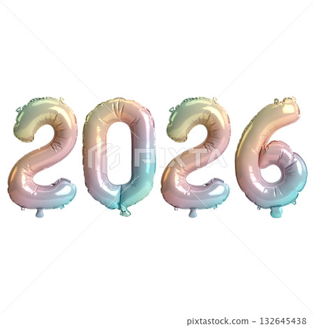 3d Illustration of Rainbow 2026 Balloon Numbers on transparent Background 3d Illustration of Rainbow 2026 Balloon Numbers on transparent Background 132645438