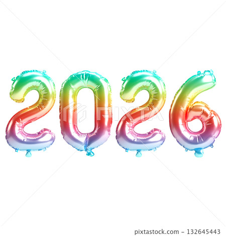 3d Illustration of Rainbow 2026 Balloon Numbers on transparent Background 3d Illustration of Rainbow 2026 Balloon Numbers on transparent Background 132645443