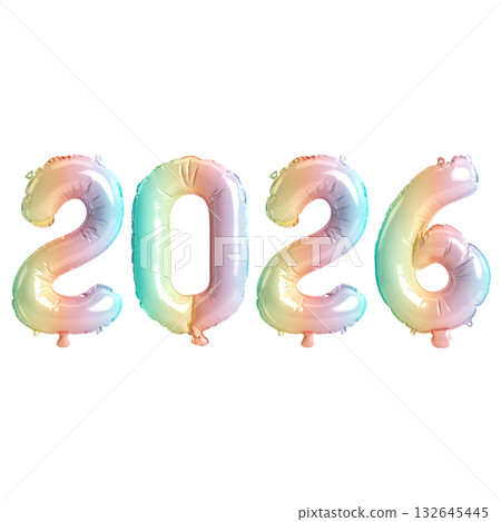 3d Illustration of Rainbow 2026 Balloon Numbers on transparent Background 3d Illustration of Rainbow 2026 Balloon Numbers on transparent Background 132645445