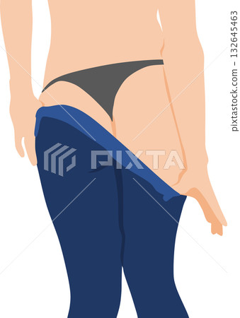 Illustration of a woman's legs taking off jeans Illustration of a woman's legs taking off jeans 132645463
