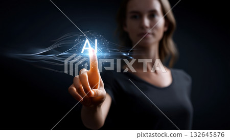 Conceptual image of artificial intelligence taking over global systems Automation of generation and training of artificial intelligence technology machines, AI. 132645876