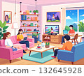 A family spending in the living room 132645928