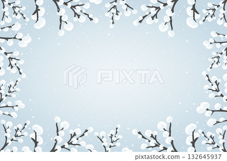 Snow Frame Vector Background Winter Branches Christmas Border. 132645937