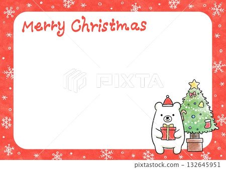 北極熊與聖誕樹相框 132645951