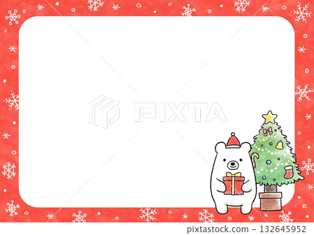 北極熊與聖誕樹相框 132645952