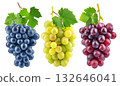 Set three bunch grape with leaf isolated on white background png transparent clipart. 132646041