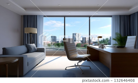 Luxurious executive suite with panoramic city view 132646408