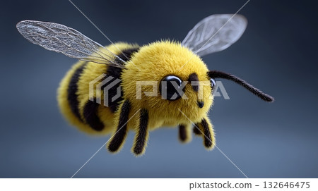 Fuzzy bumblebee with teddy bear texture in flight 132646475