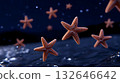 Starfish-shaped stars falling from the night sky underwater 132646642