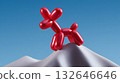 Balloon dog sculpture atop a mountain peak 132646646