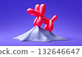 Balloon dog lifts a mountain peak in a conceptual, whimsical scene. 132646647