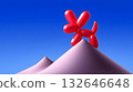 Playful balloon dog sculpture lifting a mountain peak 132646648