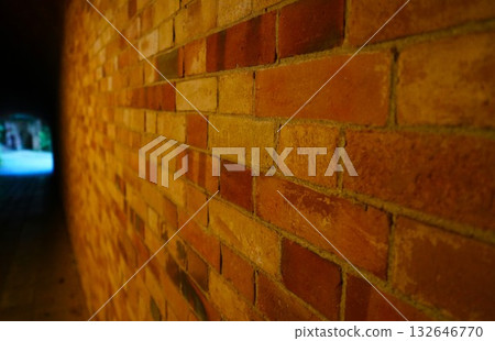 Old brick wall in the tunnel 132646770