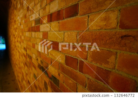 Old brick wall in the tunnel 132646772