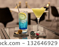 Blue Hawaii mocktail with lemon and Shine Muscat cocktail 132646929