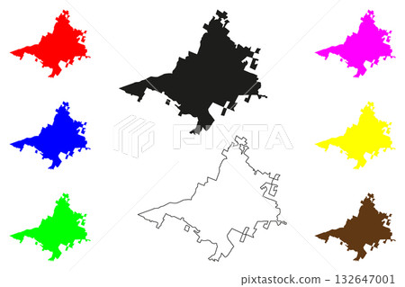 Colima city (United Mexican States, Mexico, Colima State) map vector illustration, scribble sketch Colima map Colima city (United Mexican States, Mexico, Colima State) map vector illustration, scribble sketch Colima map 132647001