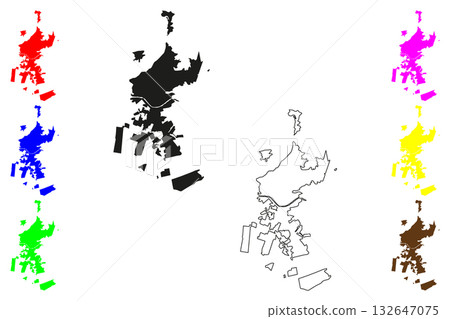 La Paz city (United Mexican States, Mexico, Baja California Sur State) map vector illustration, scribble sketch La Paz map La Paz city (United Mexican States, Mexico, Baja California Sur State) map vector illustration, scribble sketch La Paz map 132647075