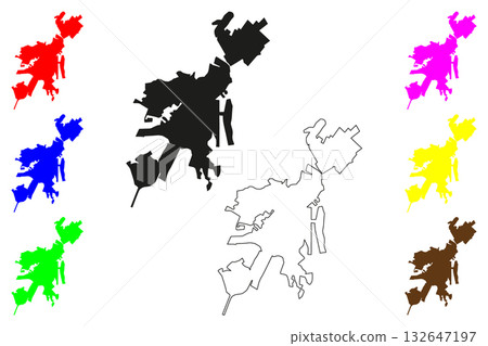 Ramos Arizpe city (United Mexican States, Mexico, Coahuila State) map vector illustration, scribble sketch Ramos Arizpe map 132647197
