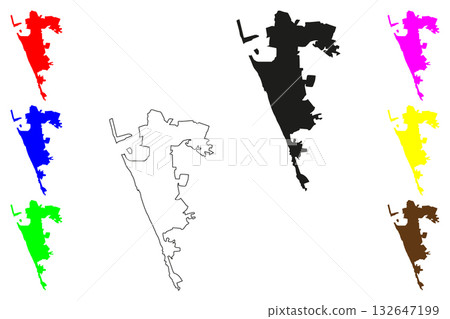 Rosarito city (United Mexican States, Mexico, Baja California State) map vector illustration, scribble sketch Rosarito map 132647199