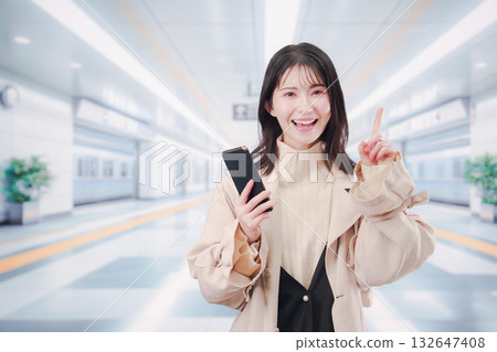 Young woman going out on the subway Young woman going out on the subway 132647408