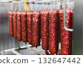 Smoked sausage production line in the factory 132647442