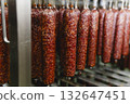 Smoked sausage production line in the factory 132647451