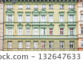 Facades of old residential buildings in Szczecin, Poland. 132647633