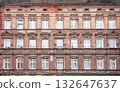 Facades of old residential buildings in Szczecin, Poland. 132647637