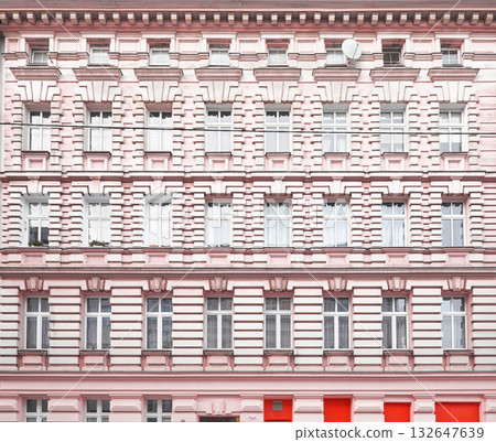 Facades of old residential buildings in Szczecin, Poland. Facades of old residential buildings in Szczecin, Poland. 132647639