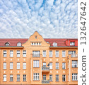 Facade of old residential building in Szczecin, Poland. 132647642