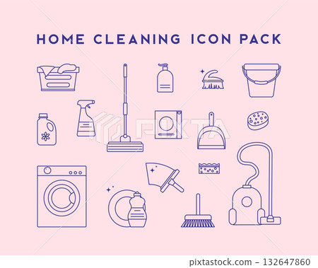 Cleaning icons. Housekeeping and Room Service, Cleaning Service. Flat design style. Cleaning icons. Housekeeping and Room Service, Cleaning Service. Flat design style. 132647860