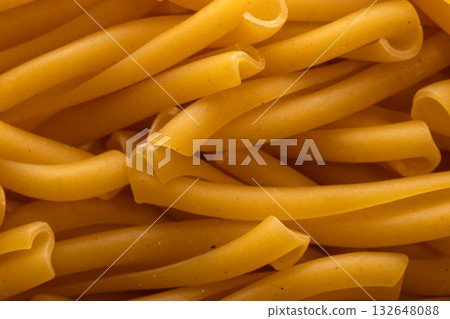 Extreme Macro of Raw Casarecce Pasta, Abstract Italian Food Texture 132648088