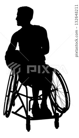 Basketball Wheelchair Man Basketballer Silhouette 132648211
