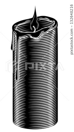 Dripping Candle Black Woodcut Illustration Dripping Candle Black Woodcut Illustration 132648216