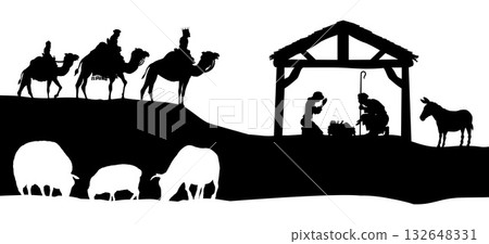 Christmas Nativity Scene Bethlehem Manger Wise Men Christmas Nativity Scene Bethlehem Manger Wise Men 132648331
