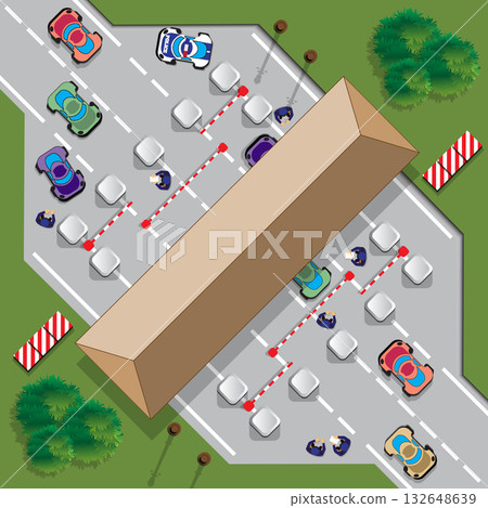 Highway toll. View from above. Vector illustration. 132648639