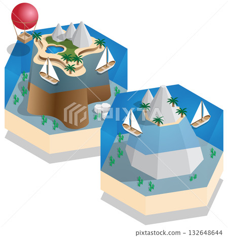 Tropical islands. Isometric. Vector illustration.  132648644