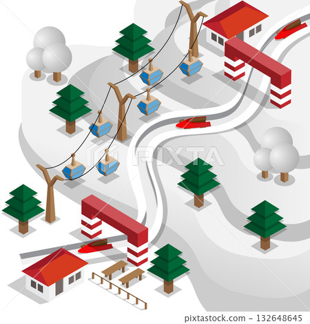 Bobsleigh Track. Vector illustration. Isometric. 132648645