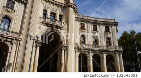 Beautiful view of old facade of building at Messina old city, Sicily 132648691