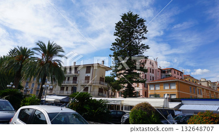Sanremo, Italy - Facades of building at central street of Sanremo 132648707