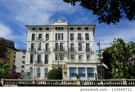 Sanremo, Italy - Facades of building at central street of Sanremo Sanremo, Italy - Facades of building at central street of Sanremo 132648712