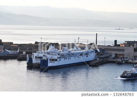 Messina cruise port, car ferry in the port in Italy 132648763