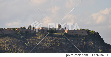 Beautiful view of Montjuic Castle in Barcelona, Spain Beautiful view of Montjuic Castle in Barcelona, Spain 132648791