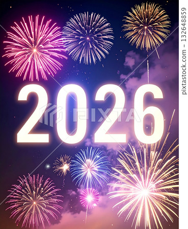 Countdown to 2026: Spectacular fireworks lighting up the night sky and a joyous New Year atmosphere Countdown to 2026: Spectacular fireworks lighting up the night sky and a joyous New Year atmosphere 132648859