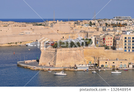 Beautiful view of Valletta with Saint Angelo Fortress, capital city of Malta 132648954
