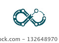 Devops infinity loop symbol with arrows and nodes, isolated on white background 132648970