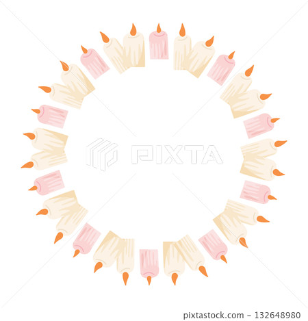 Round candle frame with space for text in pastel colors Round candle frame with space for text in pastel colors 132648980